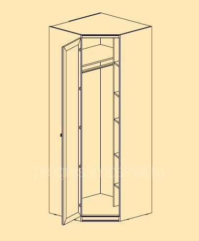 Шкаф из массива дуба угловой 1–но дверный  - Модульные шкафы из массива дуба