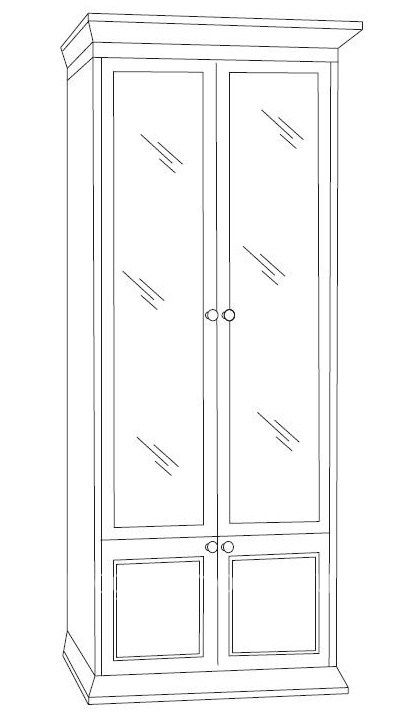 Шкаф книжный 2-х дверный из массива дуба, белая эмаль