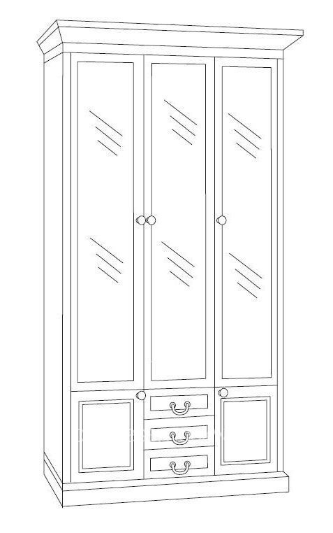 Шкаф книжный 3-х дверный из массива дуба, белая эмаль
