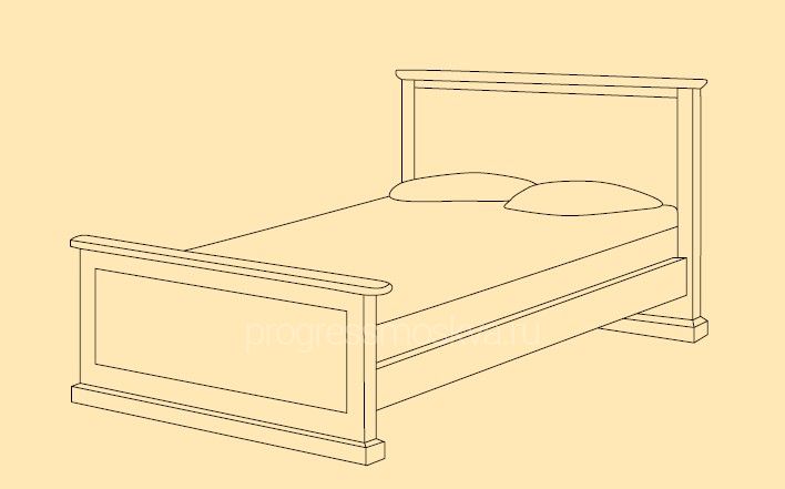 Кровать из массива дуба с изножьем 90х200  - Кровати из массива